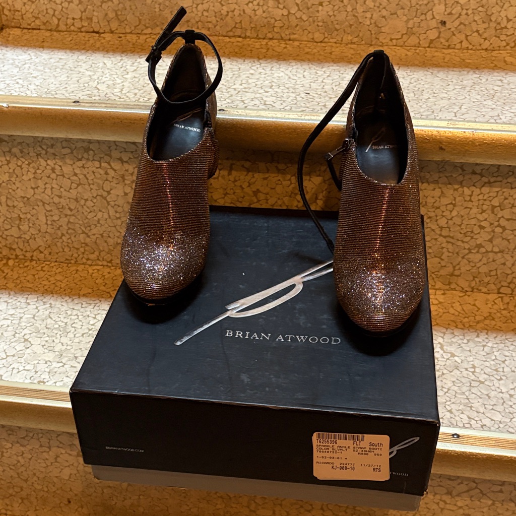 Brian Atwood Sparkling Bronze/ Silver Heels